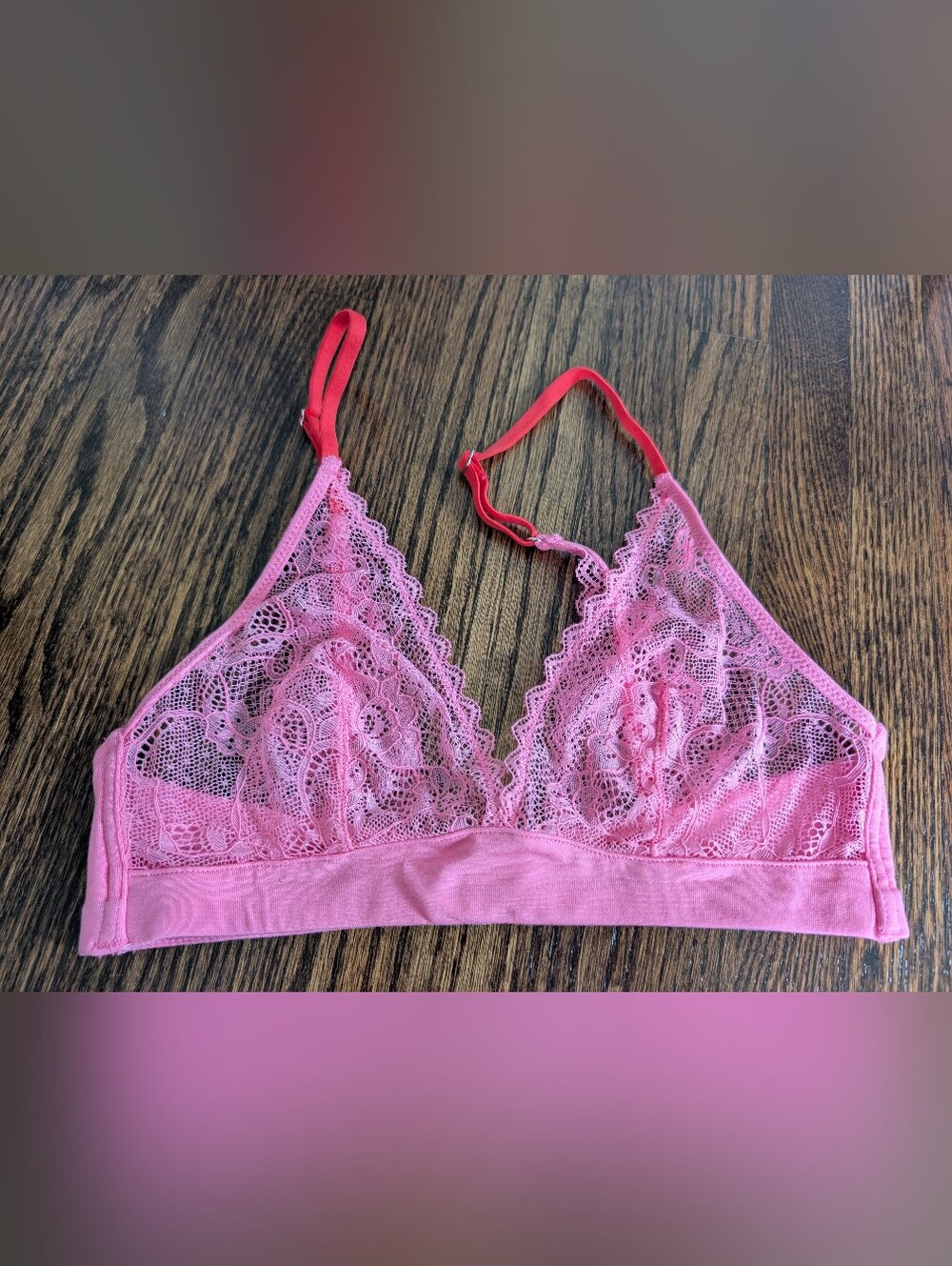 Stripe & Stare Lace Bralette - Pink Sheer Triangle Bralette
